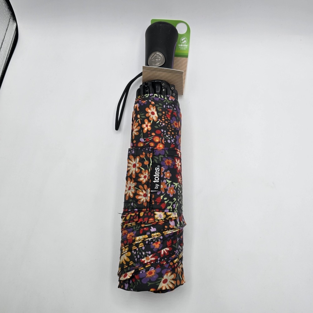 New Totes 47" coverage 1 person push button umbrella floral design